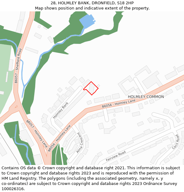 28, HOLMLEY BANK, DRONFIELD, S18 2HP: Location map and indicative extent of plot