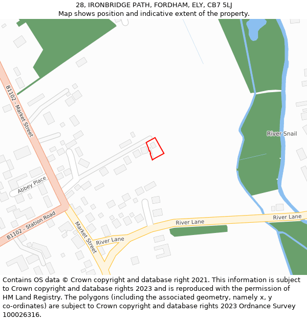 28, IRONBRIDGE PATH, FORDHAM, ELY, CB7 5LJ: Location map and indicative extent of plot