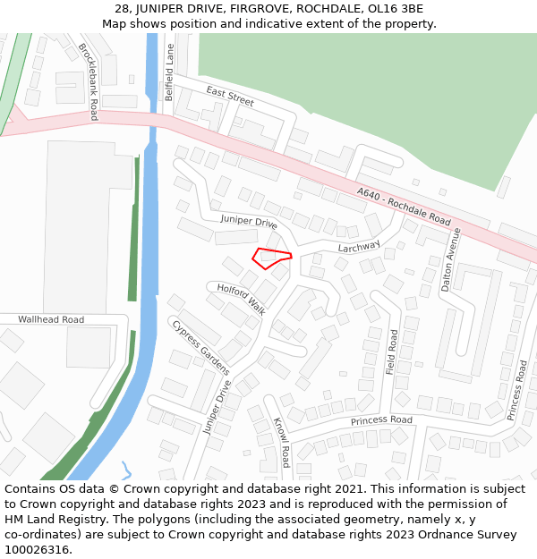 28, JUNIPER DRIVE, FIRGROVE, ROCHDALE, OL16 3BE: Location map and indicative extent of plot