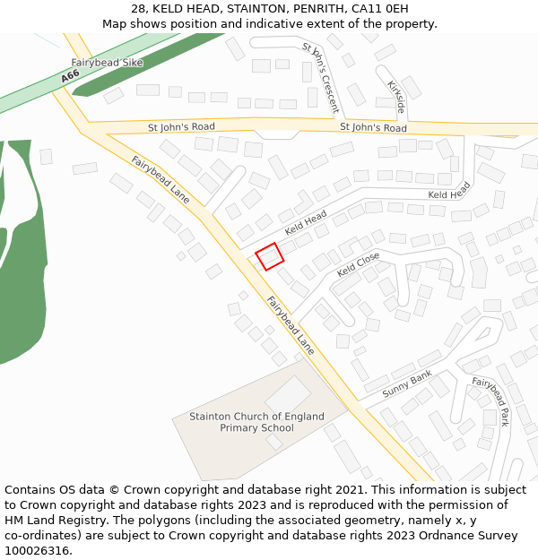 28, KELD HEAD, STAINTON, PENRITH, CA11 0EH: Location map and indicative extent of plot