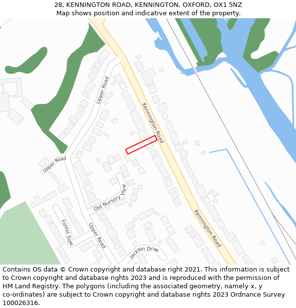 28, KENNINGTON ROAD, KENNINGTON, OXFORD, OX1 5NZ: Location map and indicative extent of plot