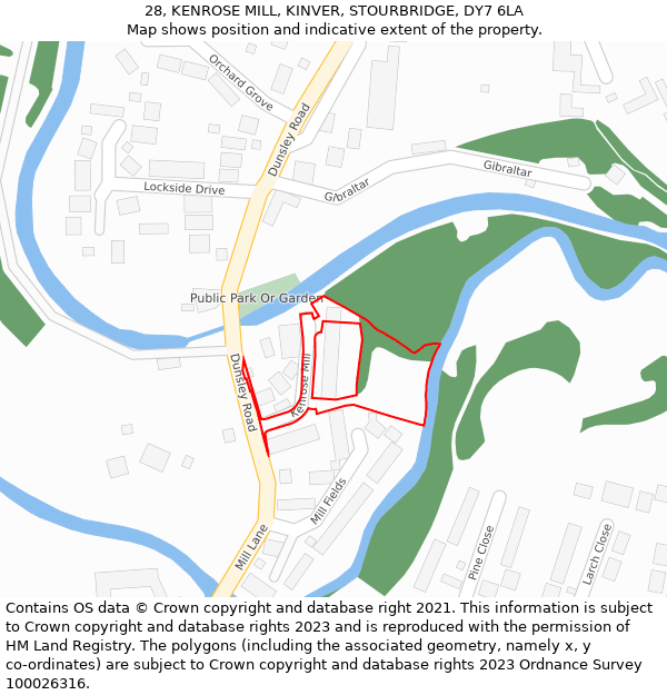 28, KENROSE MILL, KINVER, STOURBRIDGE, DY7 6LA: Location map and indicative extent of plot