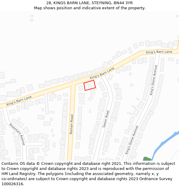 28, KINGS BARN LANE, STEYNING, BN44 3YR: Location map and indicative extent of plot