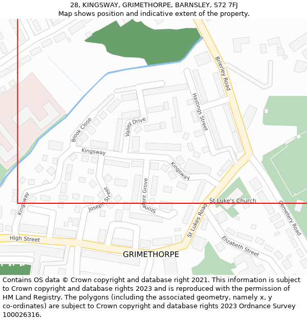 28, KINGSWAY, GRIMETHORPE, BARNSLEY, S72 7FJ: Location map and indicative extent of plot