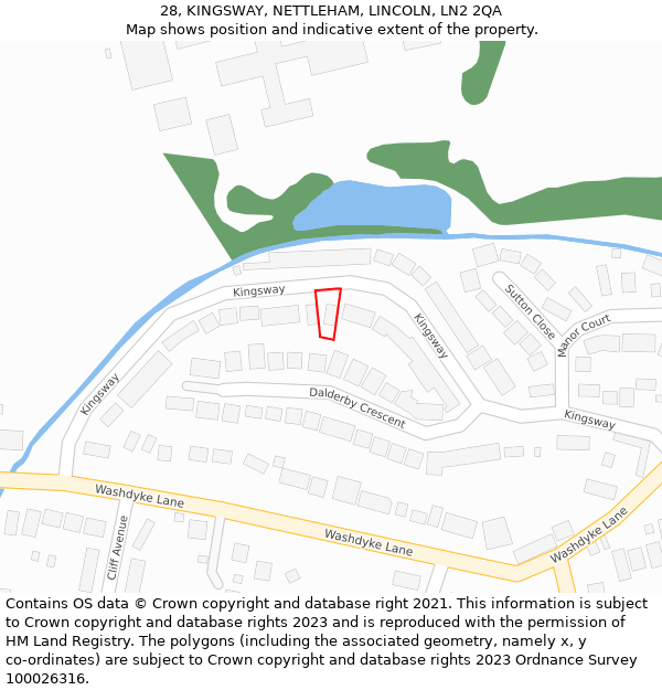 28, KINGSWAY, NETTLEHAM, LINCOLN, LN2 2QA: Location map and indicative extent of plot