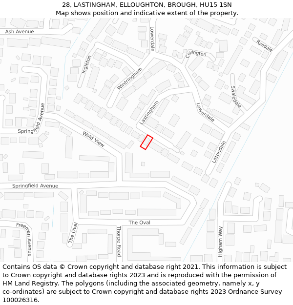 28, LASTINGHAM, ELLOUGHTON, BROUGH, HU15 1SN: Location map and indicative extent of plot