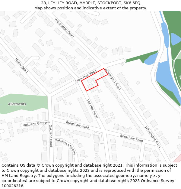 28, LEY HEY ROAD, MARPLE, STOCKPORT, SK6 6PQ: Location map and indicative extent of plot