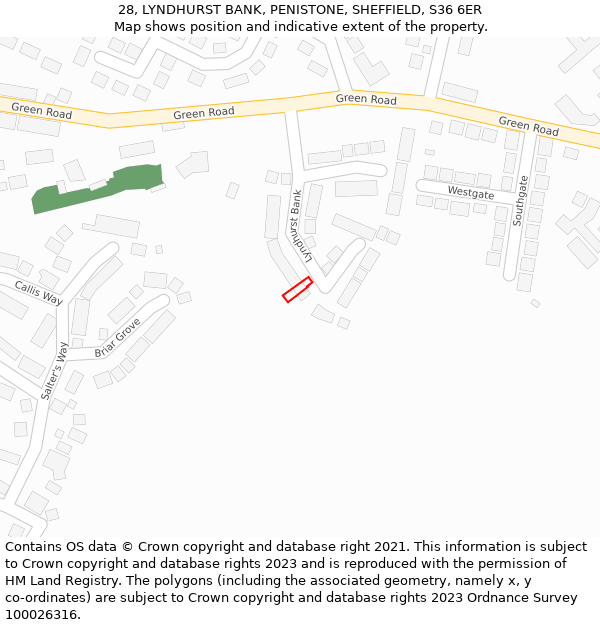 28, LYNDHURST BANK, PENISTONE, SHEFFIELD, S36 6ER: Location map and indicative extent of plot
