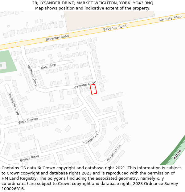 28, LYSANDER DRIVE, MARKET WEIGHTON, YORK, YO43 3NQ: Location map and indicative extent of plot