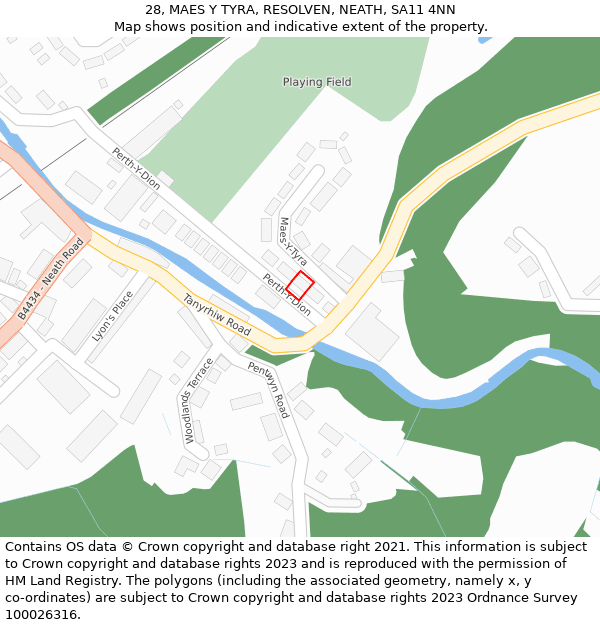28, MAES Y TYRA, RESOLVEN, NEATH, SA11 4NN: Location map and indicative extent of plot