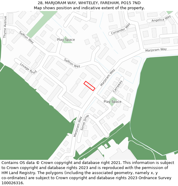 28, MARJORAM WAY, WHITELEY, FAREHAM, PO15 7ND: Location map and indicative extent of plot