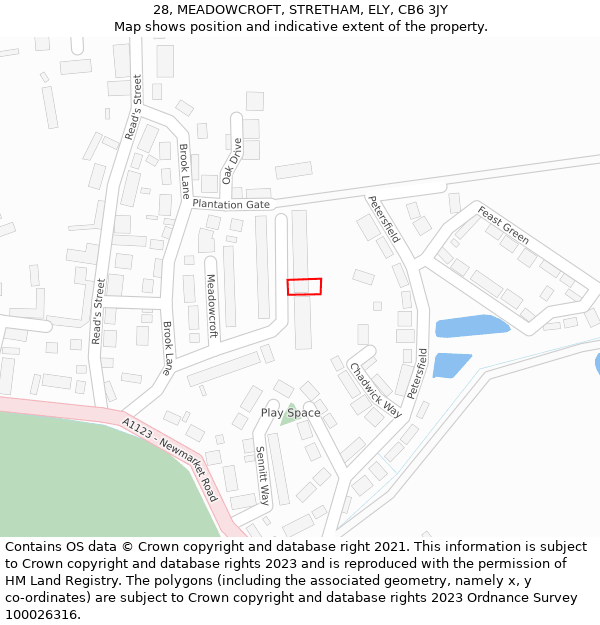 28, MEADOWCROFT, STRETHAM, ELY, CB6 3JY: Location map and indicative extent of plot