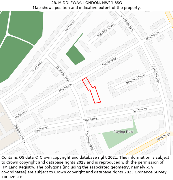 28, MIDDLEWAY, LONDON, NW11 6SG: Location map and indicative extent of plot