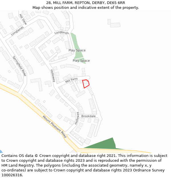 28, MILL FARM, REPTON, DERBY, DE65 6RR: Location map and indicative extent of plot