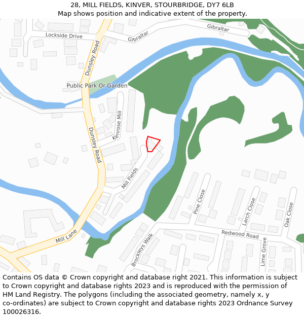 28, MILL FIELDS, KINVER, STOURBRIDGE, DY7 6LB: Location map and indicative extent of plot