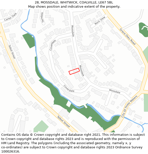 28, MOSSDALE, WHITWICK, COALVILLE, LE67 5BL: Location map and indicative extent of plot