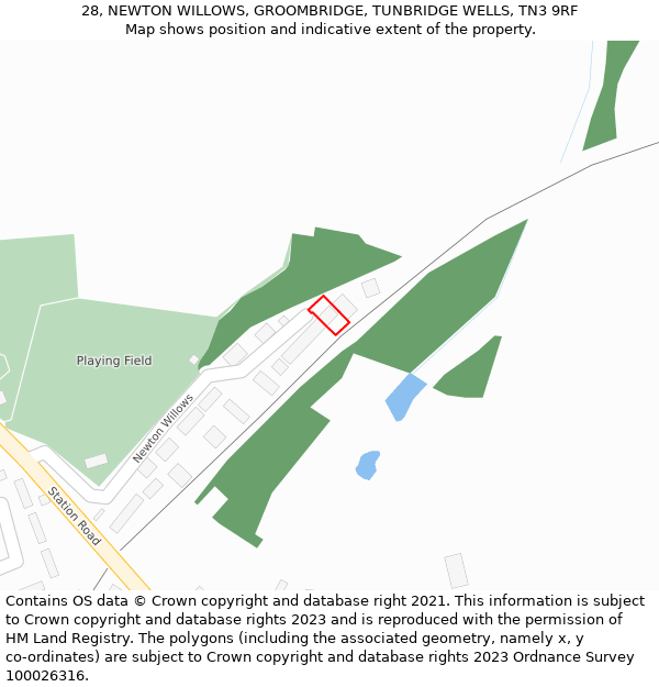 28, NEWTON WILLOWS, GROOMBRIDGE, TUNBRIDGE WELLS, TN3 9RF: Location map and indicative extent of plot