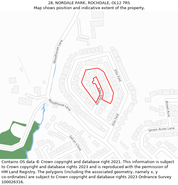 28, NORDALE PARK, ROCHDALE, OL12 7RS: Location map and indicative extent of plot