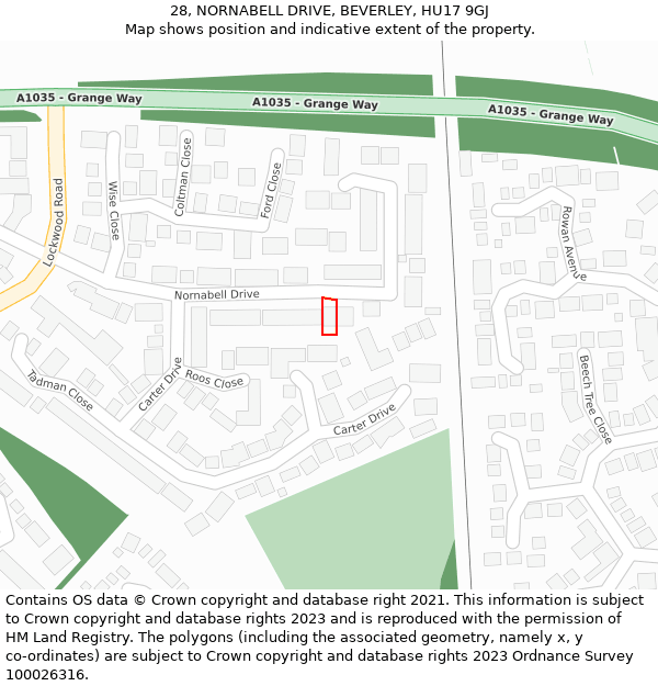 28, NORNABELL DRIVE, BEVERLEY, HU17 9GJ: Location map and indicative extent of plot