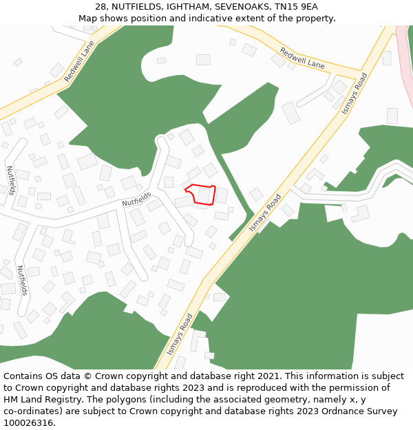 28, NUTFIELDS, IGHTHAM, SEVENOAKS, TN15 9EA: Location map and indicative extent of plot
