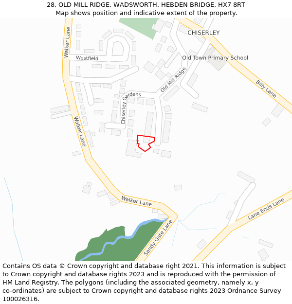 28, OLD MILL RIDGE, WADSWORTH, HEBDEN BRIDGE, HX7 8RT: Location map and indicative extent of plot