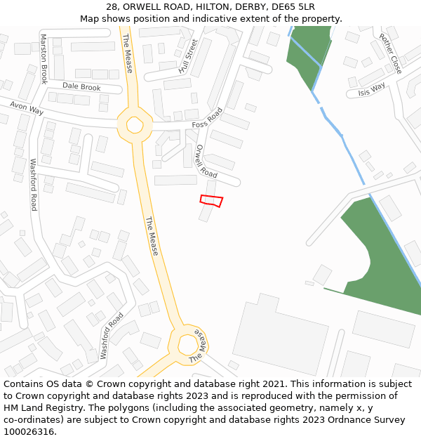 28, ORWELL ROAD, HILTON, DERBY, DE65 5LR: Location map and indicative extent of plot
