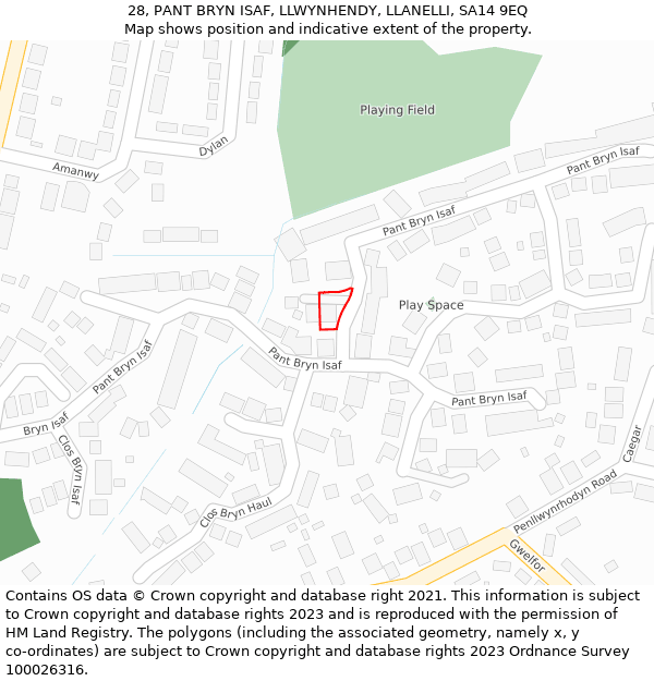 28, PANT BRYN ISAF, LLWYNHENDY, LLANELLI, SA14 9EQ: Location map and indicative extent of plot