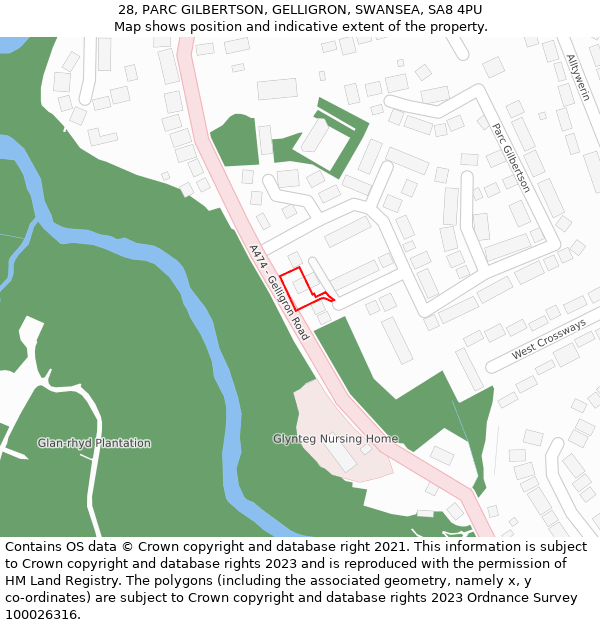 28, PARC GILBERTSON, GELLIGRON, SWANSEA, SA8 4PU: Location map and indicative extent of plot