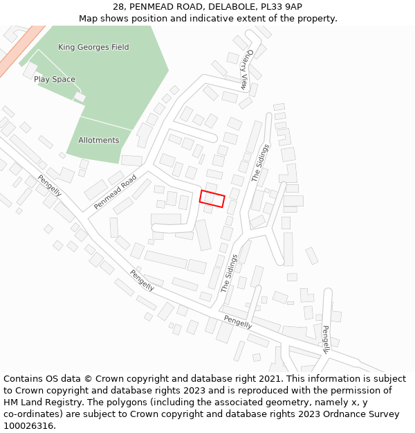 28, PENMEAD ROAD, DELABOLE, PL33 9AP: Location map and indicative extent of plot