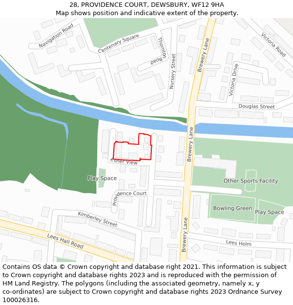 28, PROVIDENCE COURT, DEWSBURY, WF12 9HA: Location map and indicative extent of plot