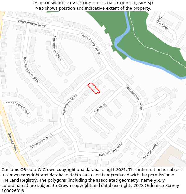 28, REDESMERE DRIVE, CHEADLE HULME, CHEADLE, SK8 5JY: Location map and indicative extent of plot