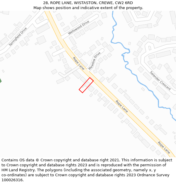 28, ROPE LANE, WISTASTON, CREWE, CW2 6RD: Location map and indicative extent of plot