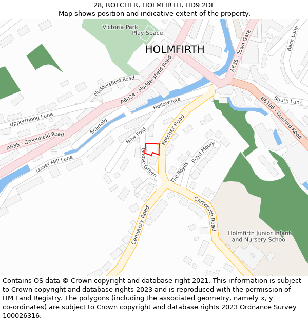 28, ROTCHER, HOLMFIRTH, HD9 2DL: Location map and indicative extent of plot