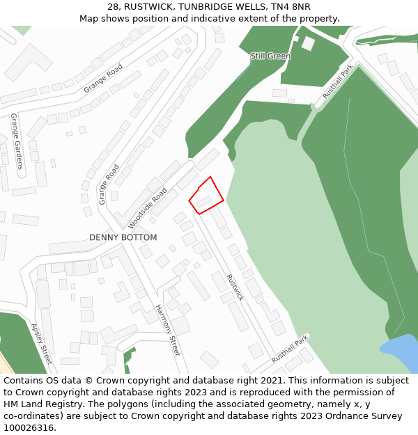 28, RUSTWICK, TUNBRIDGE WELLS, TN4 8NR: Location map and indicative extent of plot