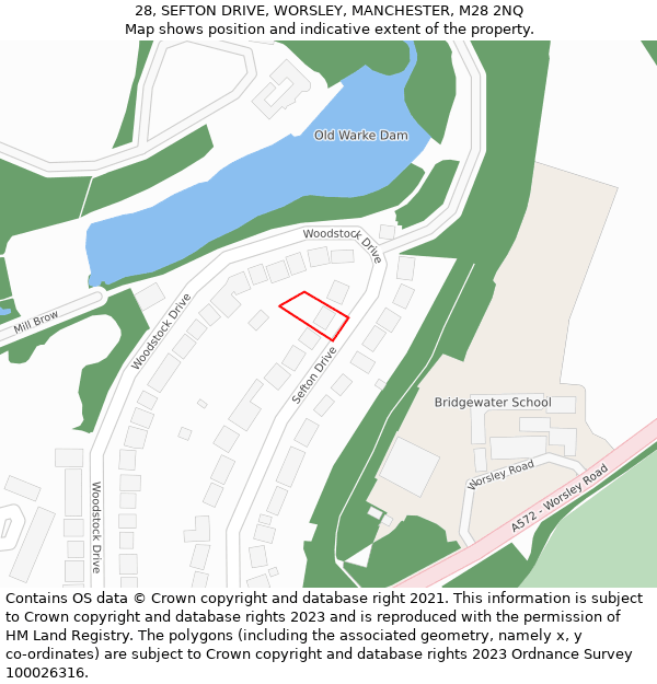 28, SEFTON DRIVE, WORSLEY, MANCHESTER, M28 2NQ: Location map and indicative extent of plot