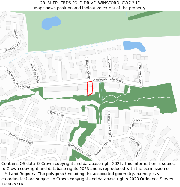 28, SHEPHERDS FOLD DRIVE, WINSFORD, CW7 2UE: Location map and indicative extent of plot