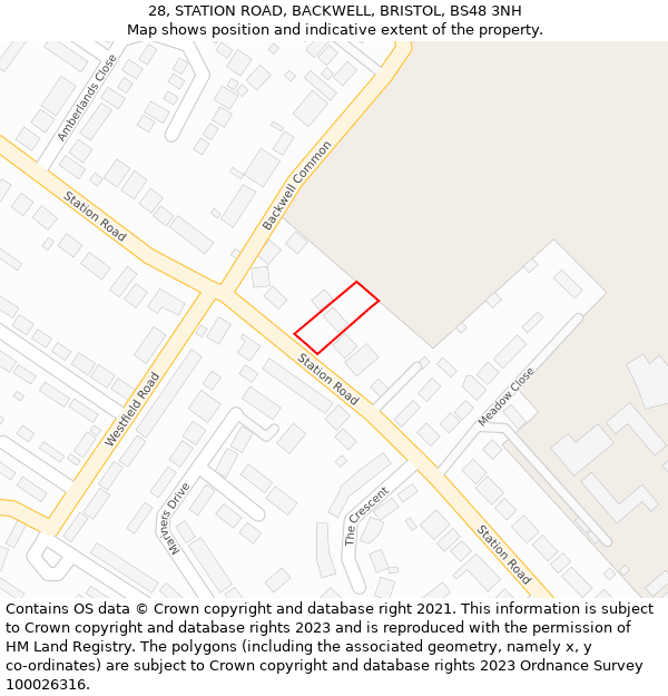 28, STATION ROAD, BACKWELL, BRISTOL, BS48 3NH: Location map and indicative extent of plot