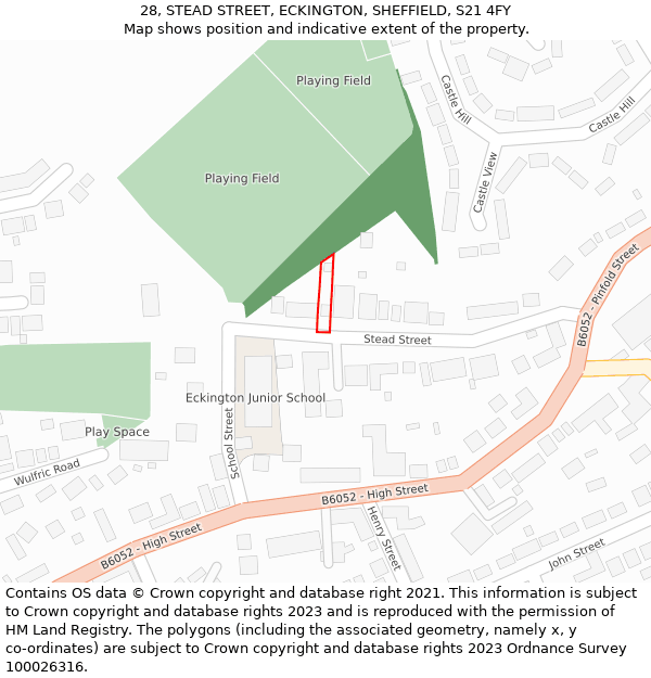 28, STEAD STREET, ECKINGTON, SHEFFIELD, S21 4FY: Location map and indicative extent of plot