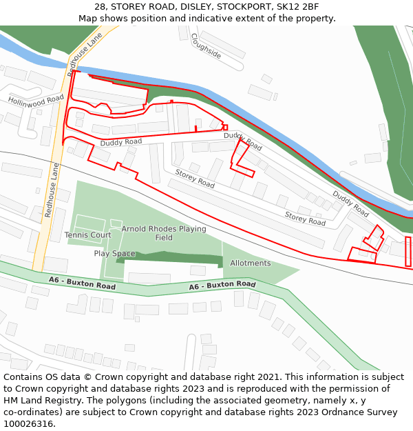 28, STOREY ROAD, DISLEY, STOCKPORT, SK12 2BF: Location map and indicative extent of plot