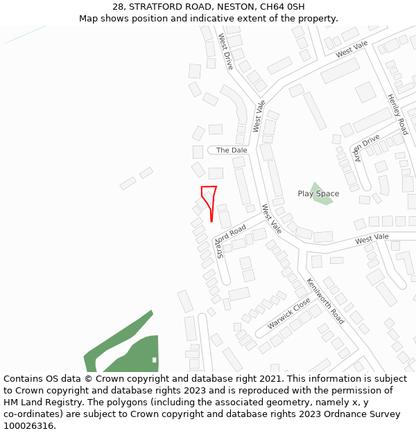 28, STRATFORD ROAD, NESTON, CH64 0SH: Location map and indicative extent of plot