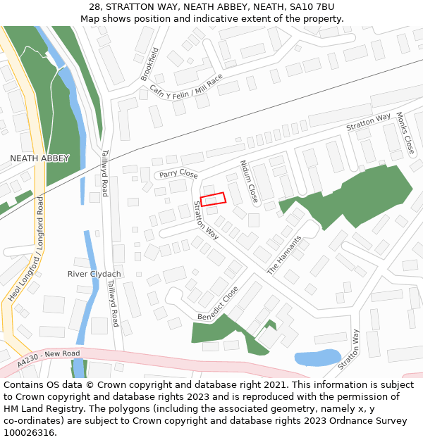 28, STRATTON WAY, NEATH ABBEY, NEATH, SA10 7BU: Location map and indicative extent of plot