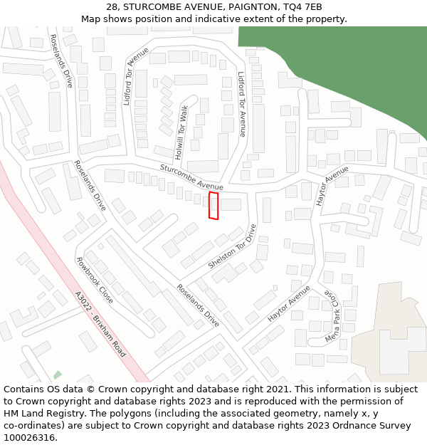 28, STURCOMBE AVENUE, PAIGNTON, TQ4 7EB: Location map and indicative extent of plot