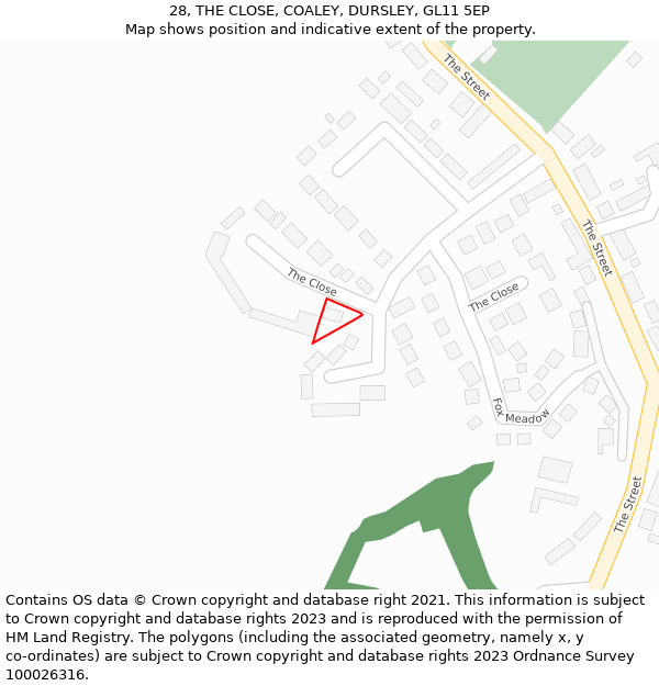 28, THE CLOSE, COALEY, DURSLEY, GL11 5EP: Location map and indicative extent of plot