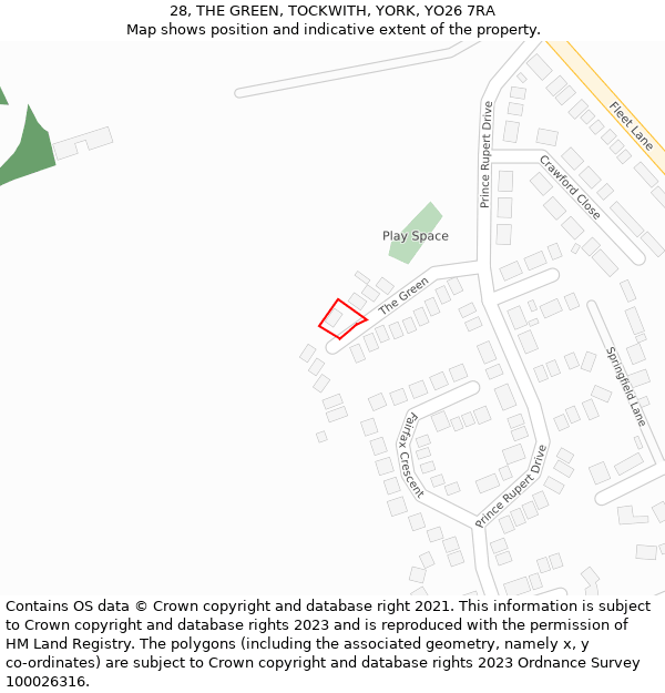 28, THE GREEN, TOCKWITH, YORK, YO26 7RA: Location map and indicative extent of plot