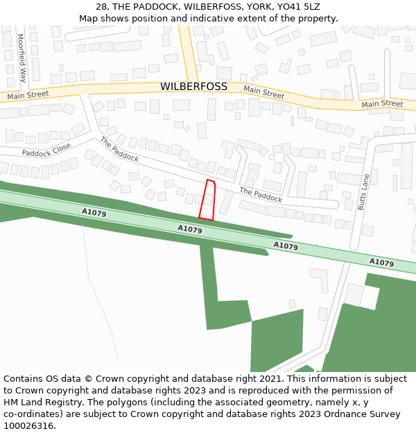 28, THE PADDOCK, WILBERFOSS, YORK, YO41 5LZ: Location map and indicative extent of plot