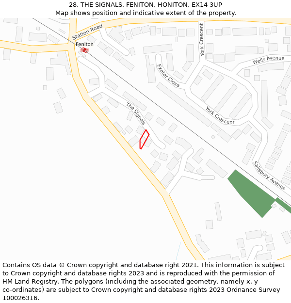 28, THE SIGNALS, FENITON, HONITON, EX14 3UP: Location map and indicative extent of plot