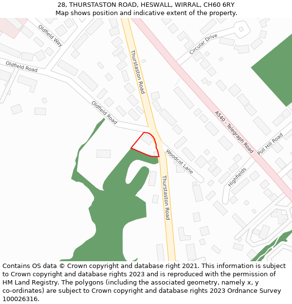 28, THURSTASTON ROAD, HESWALL, WIRRAL, CH60 6RY: Location map and indicative extent of plot