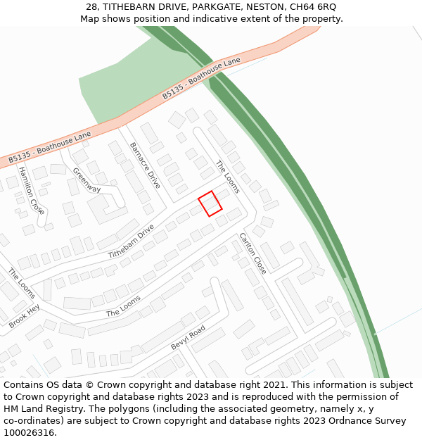 28, TITHEBARN DRIVE, PARKGATE, NESTON, CH64 6RQ: Location map and indicative extent of plot