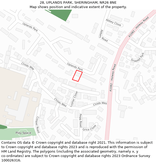 28, UPLANDS PARK, SHERINGHAM, NR26 8NE: Location map and indicative extent of plot