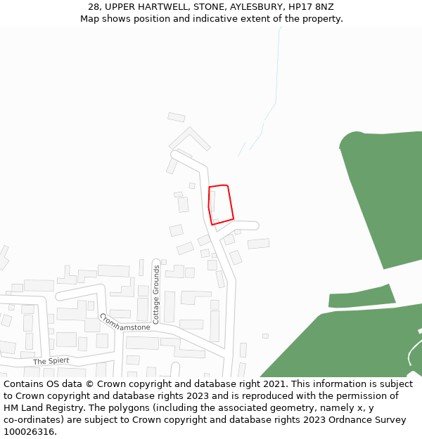 28, UPPER HARTWELL, STONE, AYLESBURY, HP17 8NZ: Location map and indicative extent of plot